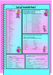 English Worksheet: Count and Uncountable Nouns