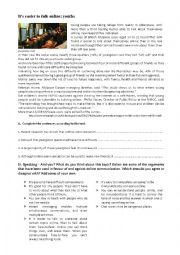 English Worksheet: Its easier to talk online: youths- Improved