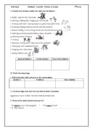 English Worksheet: Lesson 4: School Violence