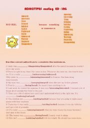 English Worksheet: adjectives ending ed - ing