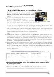 English Worksheet: School children get web safety advice