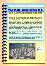 English Worksheet: The Mall, Washington D.C.