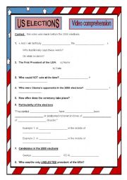 English Worksheet: US Presidential elections - video comprehension