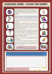 English Worksheet: Guessing game_guess the hobby