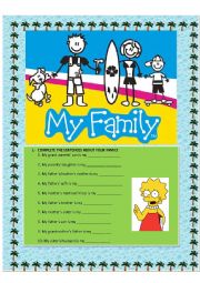 English Worksheet: my family part 1