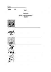 English worksheet: Tes. Present continuous. Numbers. Animals