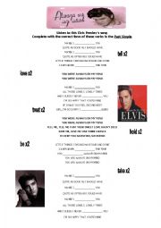 English Worksheet: Song: Always on my mind by Elvis Presley