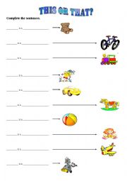 English Worksheet: This - That + Toys