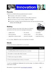 English Worksheet: Innovation