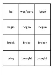 English Worksheet: Irregular Verbs Memory game