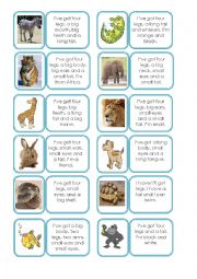 English Worksheet: Animal description domino