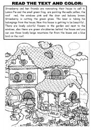 English Worksheet: READ THE TEXT AND COLOR