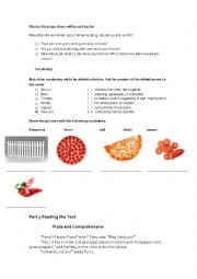 English Worksheet: Pizza and Comprehension!