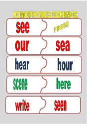 English Worksheet: HOMOPHONES GAME DOMINOE