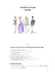 English test 8th grade (Fashion)