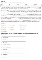 English Worksheet: used to