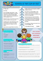 English Worksheet: text_School is 