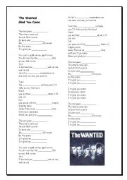 English Worksheet: The Wanted - Glad you came