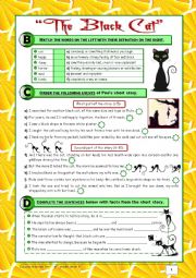 English Worksheet: TEST The Black Cat + Food + At a Restaurant (8th grade) 2/2 + correction