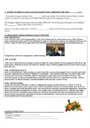 English Worksheet: HEALTHY HABITS DIEGO FORLAN