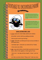 English Worksheet: Countable and uncountable nouns grammar
