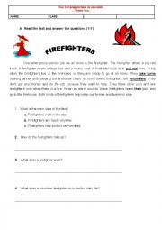 English Worksheet: Reading Firefighters