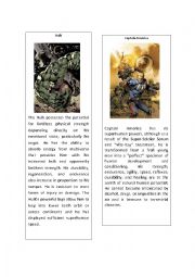 English Worksheet: Superheroes 1 ( Hulk and Captain America)