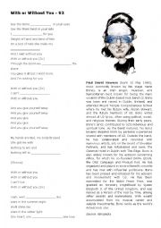 English Worksheet: U2 - With or Without You