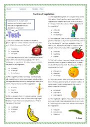 English Worksheet: Fruits and Vegetables with small description