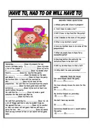 English Worksheet: HAVE TO, HAD TO OR WILL HAVE TO