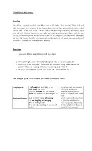 English Worksheet: simple past worksheet