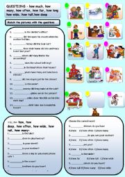 English Worksheet: HOW MUCH, HOW MANY, HOW FAR, HOW OFTEN, HOW LONG ETC.