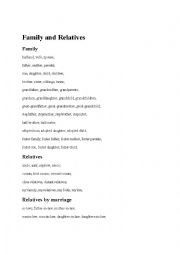 English worksheet: Relatives