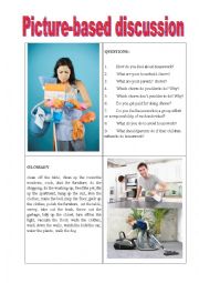 English Worksheet: picture-based discussion chores 