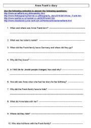 English Worksheet: Anne Franks Diary 