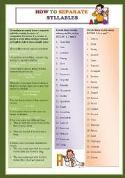 English Worksheet: HOW TO SEPARATE SYLLABLES