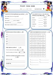 English Worksheet: easy exam