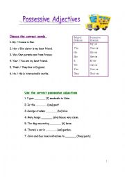 English Worksheet: Possessive Adjectives