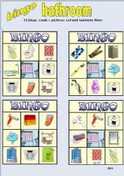 English Worksheet: BINGO GAME BATHROOM PART 1 of 2