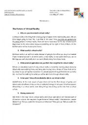 English Worksheet: The Future of Virtual 