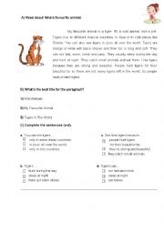 English Worksheet: Reading About Nina and Writing Riddle