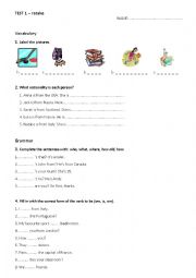 English worksheet: Starland 1 retake test 1