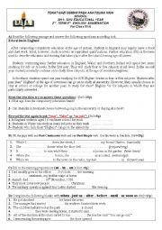 English Worksheet: ANATOLIAN HIGH SCHOOL 2011- 2012 EDUCATONAL YEAR 2nd  TERM 2nd  ENGLISH  EXAMINATION For Class 11 