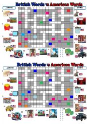 English Worksheet: British English vs American English Crossword