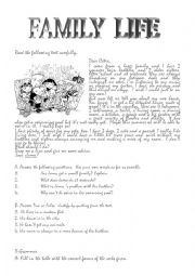 English Worksheet: FAMILY LIFE