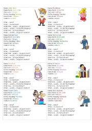 English Worksheet: in, on , at role play