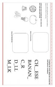 English Worksheet: Toys and Food for Kids 