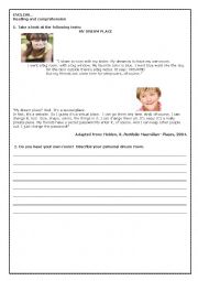 English worksheet: My dream place