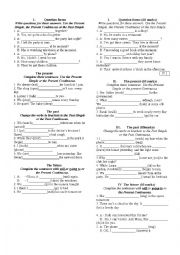 English Worksheet: a test for different tenses
