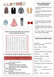 English Worksheet: CLOTHES